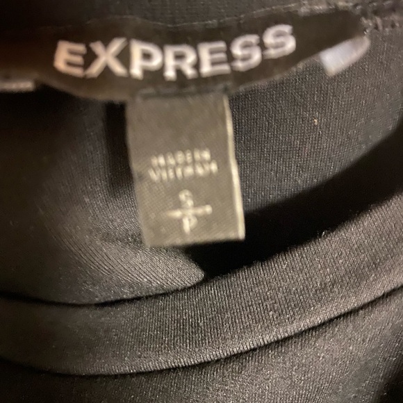 Express Top Black Cropped Sleeves Round Neck Stretch Attached Waist Ties Size S - Picture 3 of 8